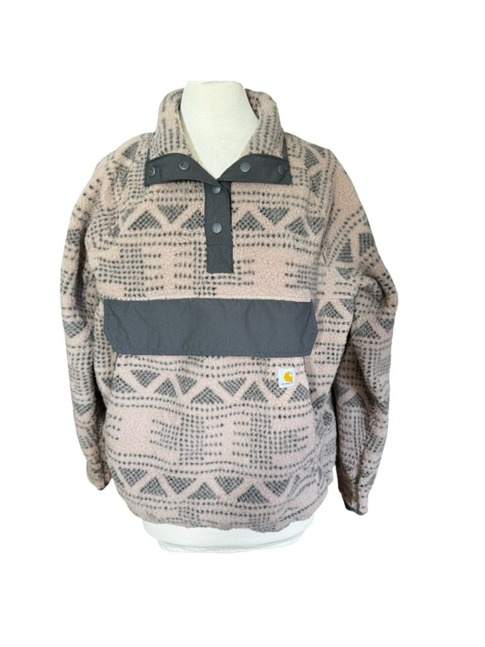 Woman's Carhartt XL Fleece Model 0J4891-W Brown Aztec print pull over